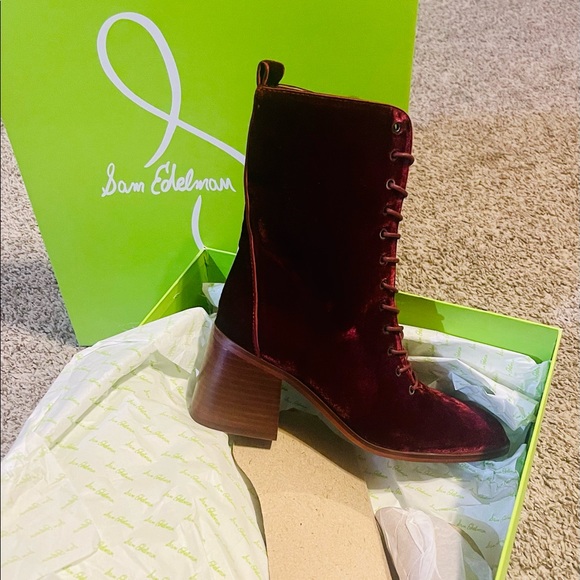 COPY - Sam Edelman Western, Brick Velvet Bootie - Picture 4 of 6